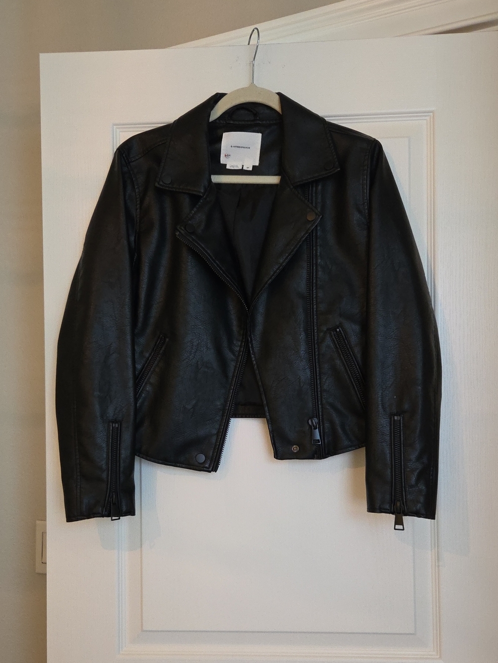 Anthropologie Saige Black Faux Leather Moto Jacket